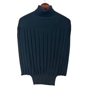 United Colors of Benetton Stile Women L Turtleneck Sweater Ribbed Vest Black U
